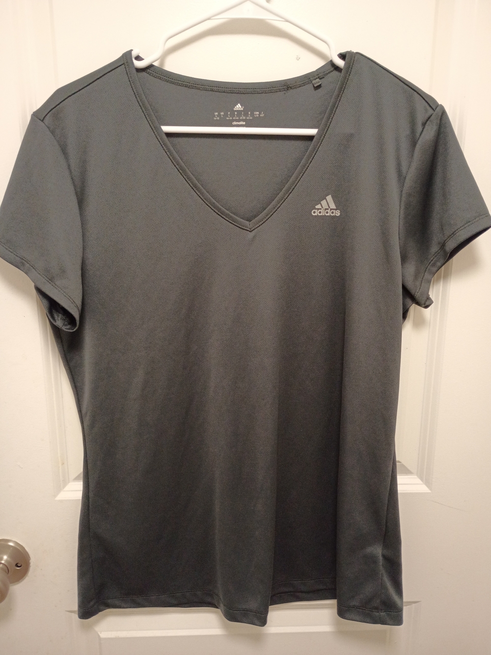 adidas Women's Charcoal Gray V-Neck Climalite Performance Tee